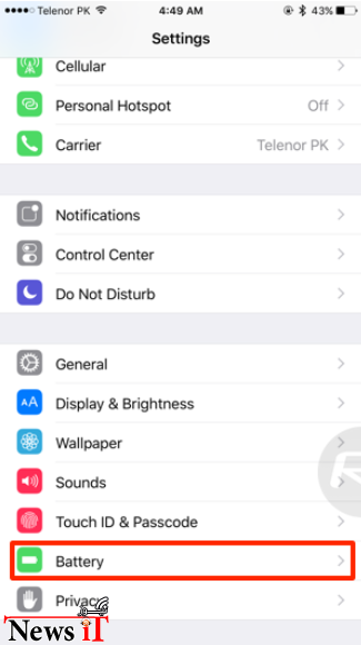 To-turn-on-Low-Power-Mode-in-iOS-9-go-to-Battery-under-Settings